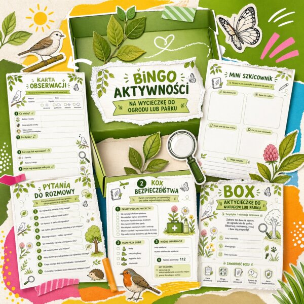 Box aktywności na wycieczkę do ogrodu lub parku