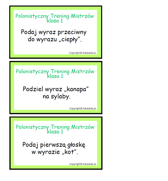 Polonistyczny trening mistrzów - klasa 1