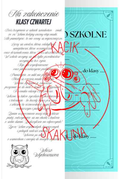 NAKŁADKA na świadectwo - KLASA 4 (PAKIET 2 WERSJI)