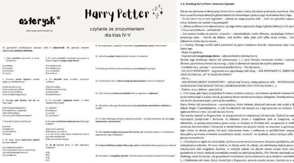 Czytanie ze zrozumieniem – Harry Potter – klasa IV, V