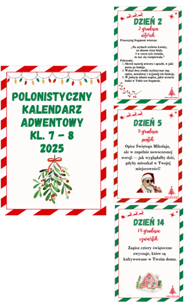 Polonistyczny kalendarz adwentowy kl. 7-8 2025