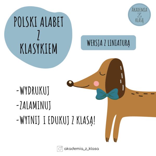 Alfabet demonstracyjny z jamnikiem Klasykiem - wersja z liniaturą