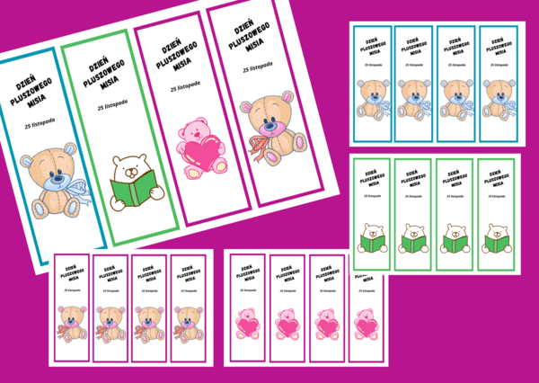 DZIEŃ PLUSZOWEGO MISIA – zakładki do książek – zakładka – kolor – wersja 2