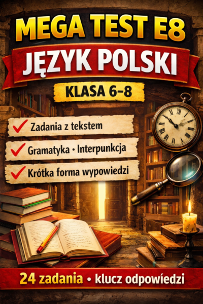 Mega test  - powtórka przed E8 – język polski (24 zadania + klucz odpowiedzi)