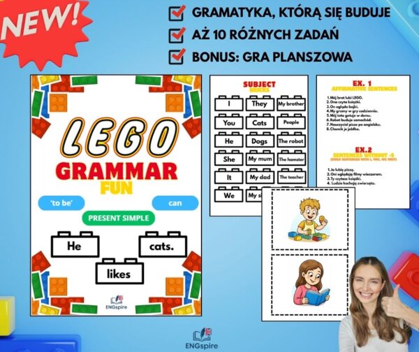 LEGO Grammar Fun – Present Simple, to be i can w formie gry