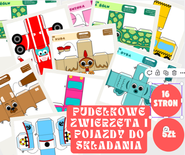 Pudełka zwierzęta i auta
