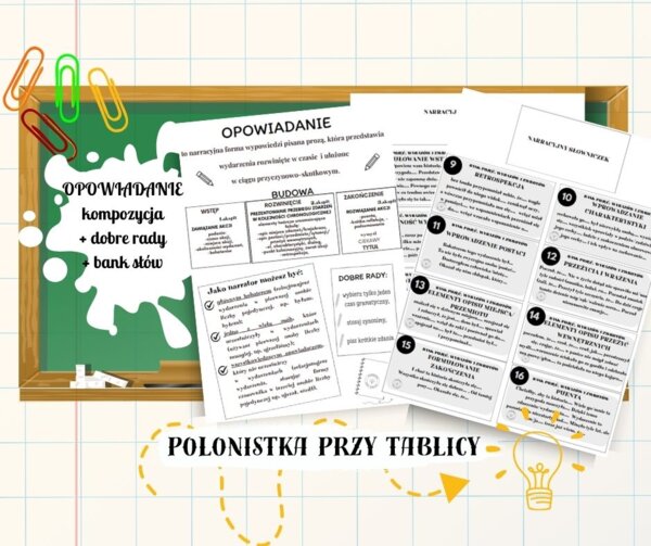 OPOWIADANIE wklejka do zeszytu - kompozycja, elementy twórcze, bank słówek, dobre rady