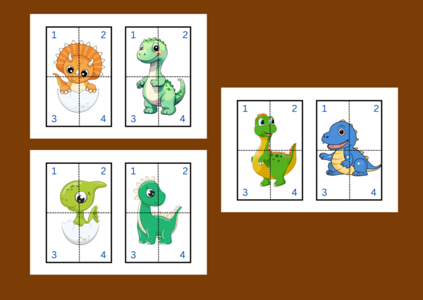 DZIEŃ DINOZAURA - puzzle – układanka- układanki – biblioteka – świetlica – przedszkole – 12 wersji