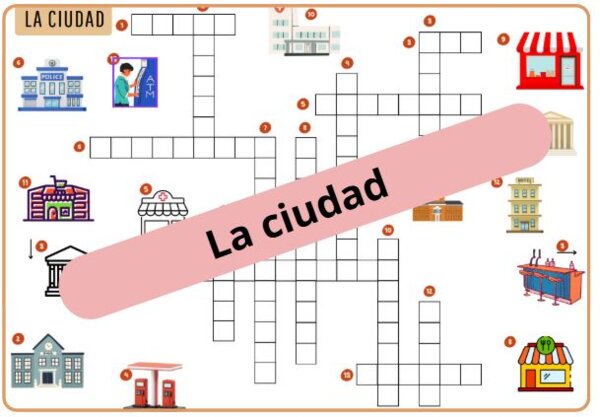 Krzyżówka obrazkowa "La ciudad" (Miasto) - z odpowiedziami