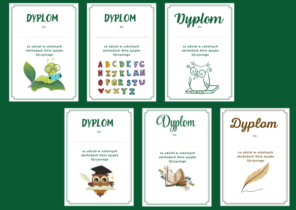 DZIEŃ JĘZYKA OJCZYSTEGO – dyplomy – 18 wersji – biblioteka – język polski - dyplom