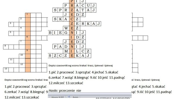 Logogryf dla klasy 3 szkoły podstawowej "Przeczenie nie"