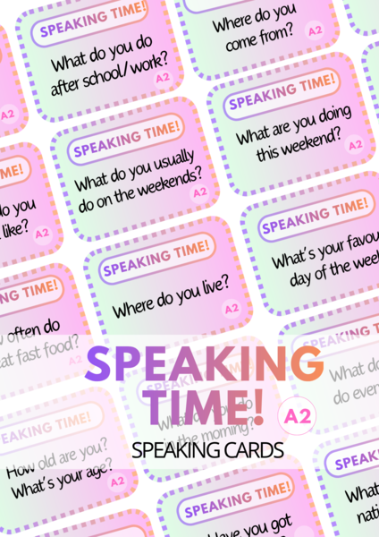 SPEAKING TIME! - A2 - 100 Speaking Cards - karty - mówienie - dla początkujących - dla dzieci i dorosłych - do zalaminowania