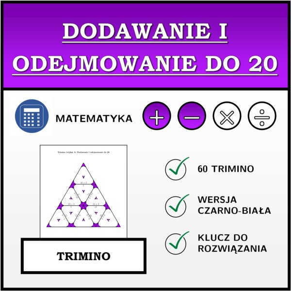 Trimino - Dodawanie i odejmowanie do 20 | matematyka