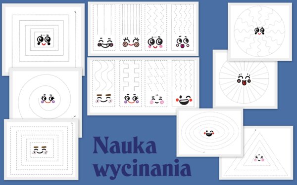 Wycinanki, ćwiczenia wycinania, wycinanie po linii