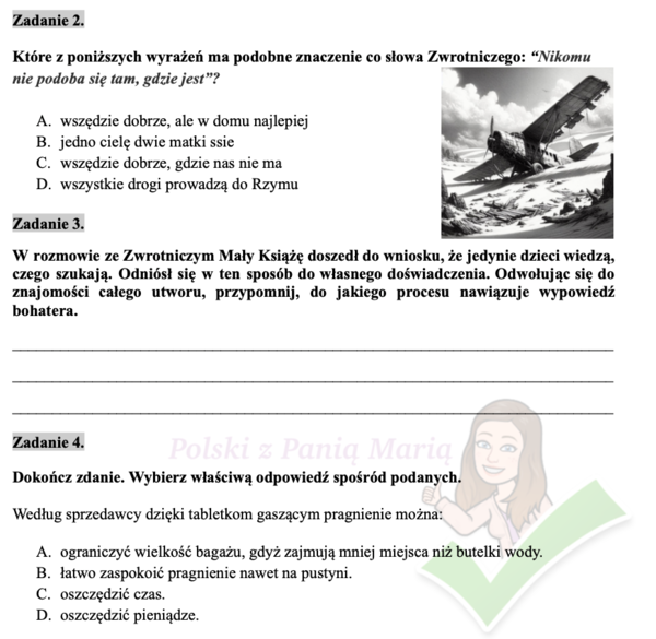 Mały Książę - czytanie ze zrozumieniem