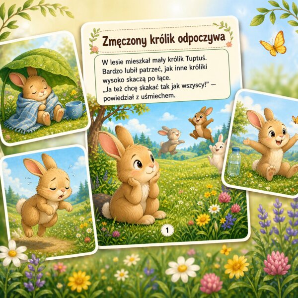 Zmęczony królik odpoczywa - historyjka o odpoczynku