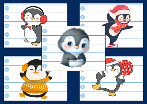 DZIEŃ PINGWINA – Dzień Wiedzy o Pingwinach – zima – puzzle – biblioteka – świetlica – przedszkole – 10 wersji