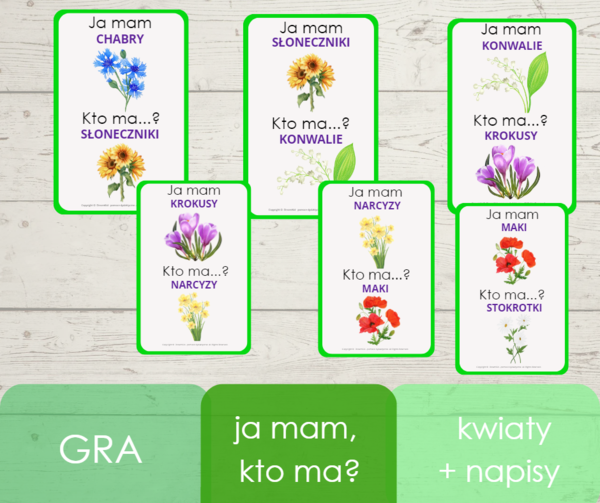 Ja mam, kto ma? - kwiaty z napisami