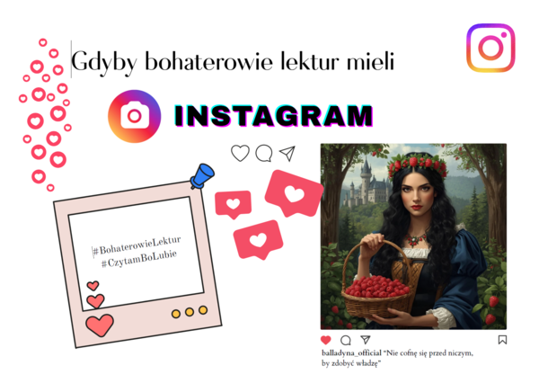 Gazetka ścienna Gdyby bohaterowie lektur mieli instagram