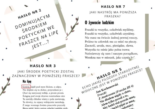 Mała gra terenowa z Janem Kochanowskim i jego fraszkami