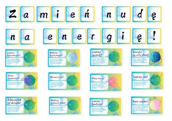 Gazetka szkolna na temat aktywności fizycznej dzieci i młodzieży - Zamień nudę na energię!