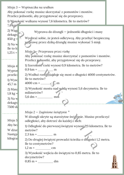 Wyprawa do dżungli - jednostki długości i masy