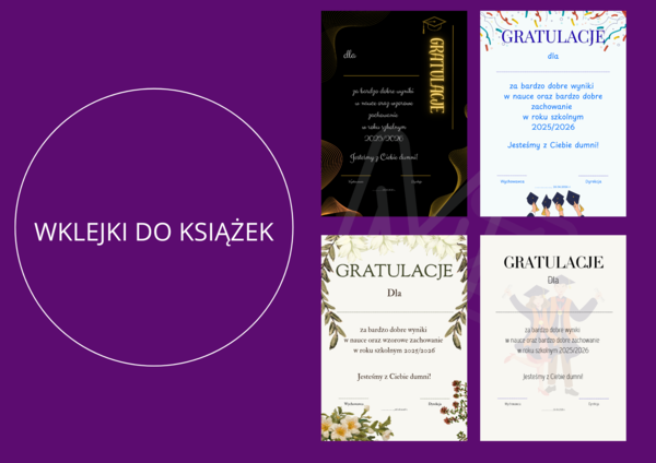 Wklejki do książek - gratulacje