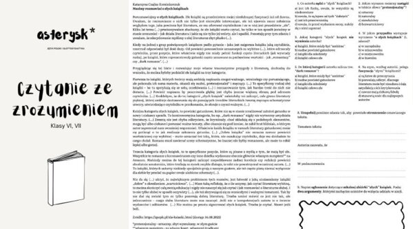 Czytanie ze zrozumieniem – "złe" książki – klasa VI, VII