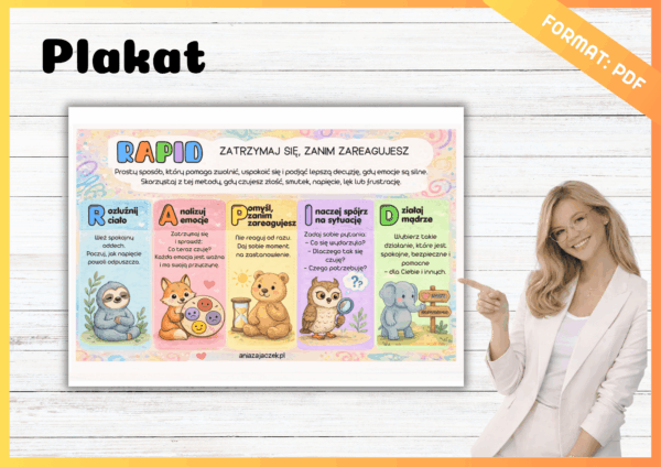 Plakat Emocje RAPID Zatrzymaj się zanim zareagujesz