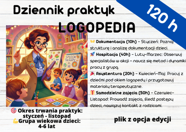 Dziennik Praktyk Logopedycznych –120 h - Przedszkole