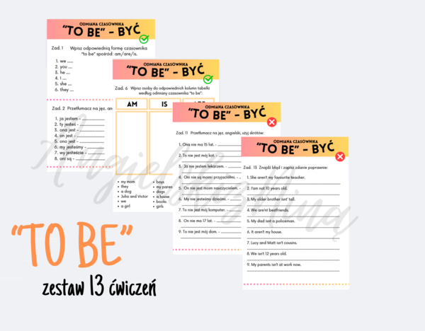 Angielski - odmiana czasownika "to be" - "być" - proste ćwiczenia dla początkujących A1/A2