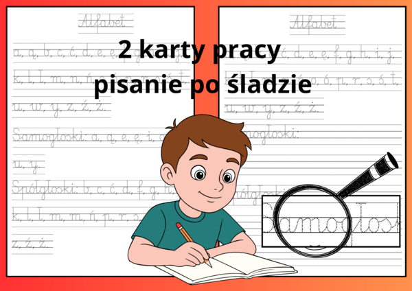 Alfabet - samogłoski, spółgłoski - pisanie po śladzie, terapia ręki
