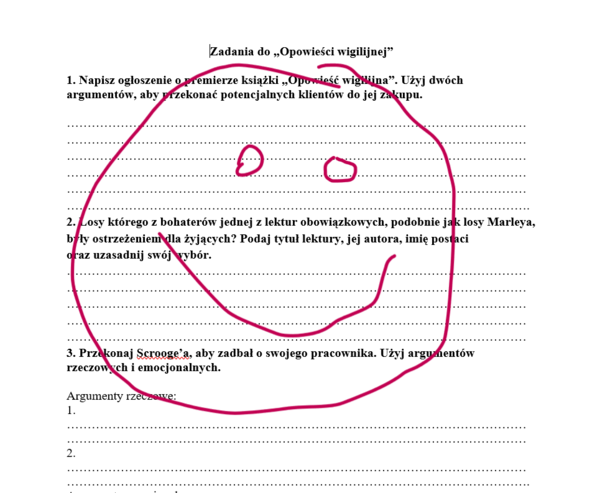 "Opowieść wigilijna" - argumenty