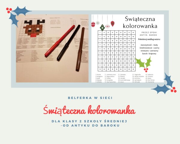 Kolorowanka świąteczna przez epoki (antyk - barok)