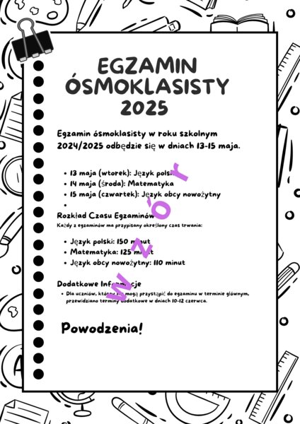 Egzamin Ósmoklasisty, harmonogram XXL