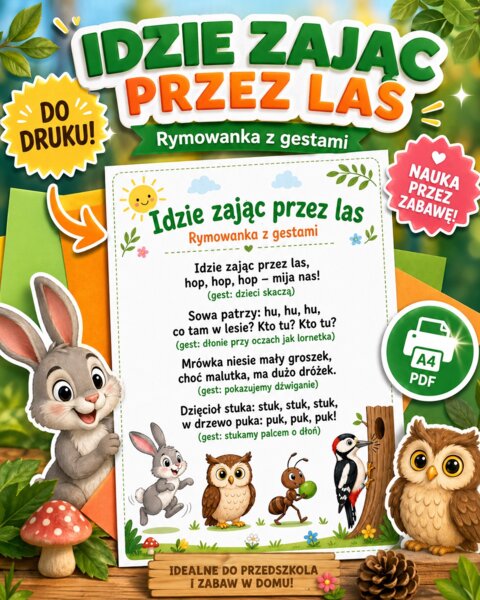 Rymowanka: idzie zając przez las
