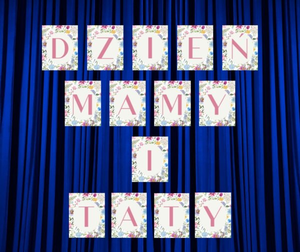 Kwiatowy napis "Dzień Mamy i Taty"