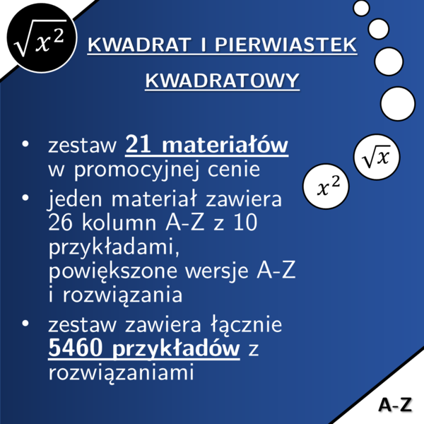 Kwadrat i pierwiastek kwadratowy | matematyka | zestaw promocyjny