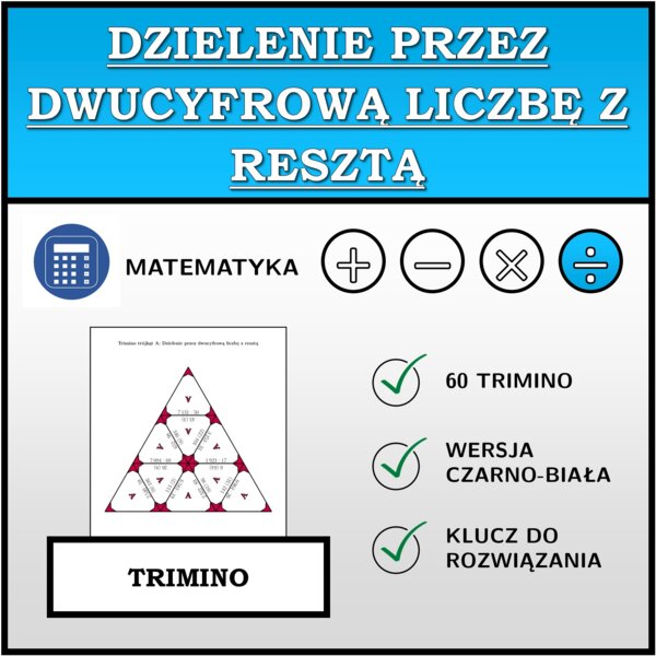 Trimino - Dzielenie przez dwucyfrową liczbę z resztą | matematyka