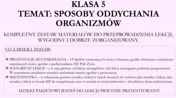 Sposoby oddychania organizmów - pakiet