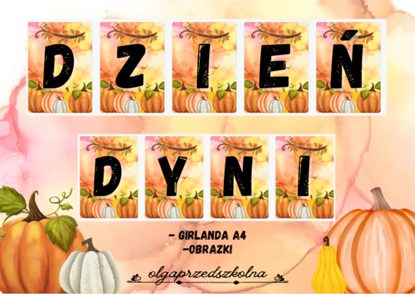 Dzień Dyni - girlanda, obrazki a4