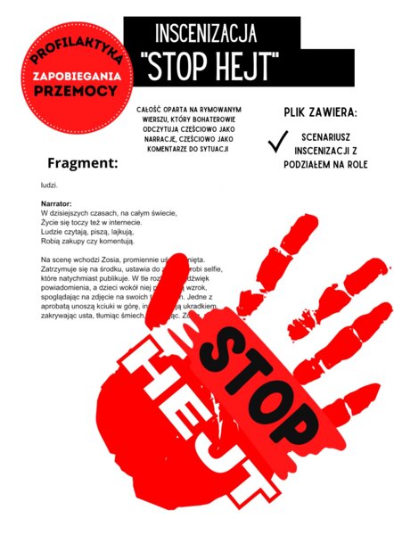 Stop Hejt - scenariusz inscenizacji, przedstawienia