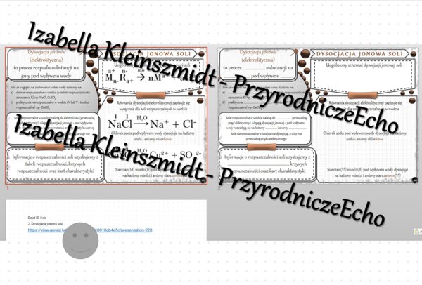 Minizestaw na temat „Dysocjacja jonowa soli” – sketchnotka + karta pracy w power point + gratisowy link do prezentacji multimedialnej niekomercyjnej wykonanej w genial.ly do indywidualnego pobrania i użycia do celów niekomercyjnych. Chemia 8, „Sole”