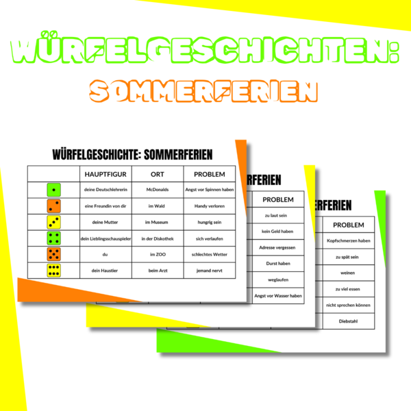Würfelgeschichten: Sommerferien – kreatywne mówienie po niemiecku