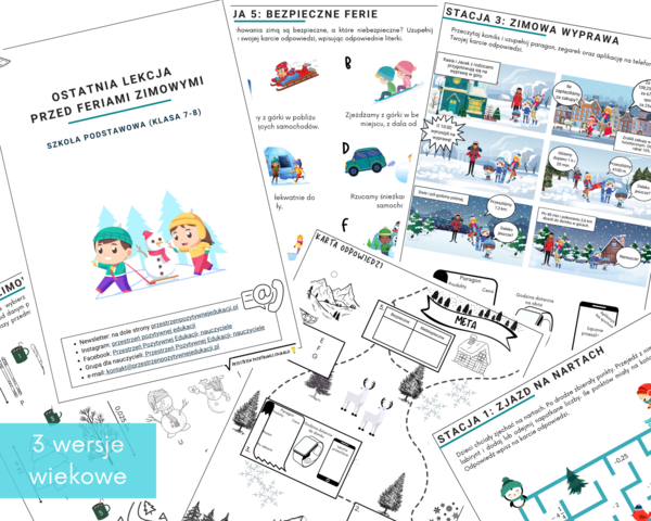 Ostatnia lekcja przed feriami - stacje zadaniowe (klasy 4-8)