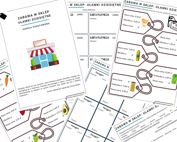 Zabawa w sklep: ułamki dziesiętne