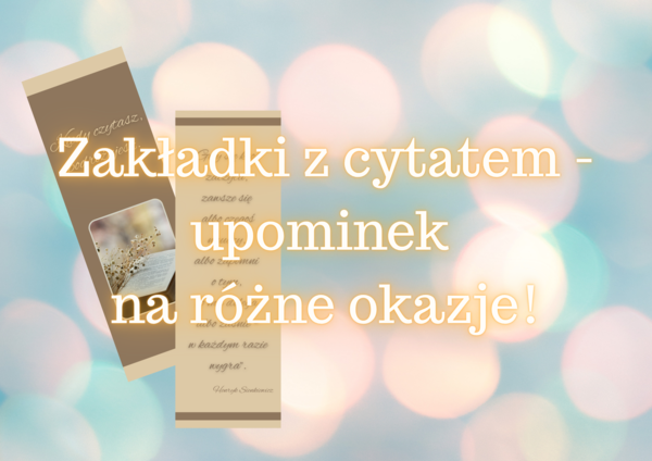 Zakładki na zakończenie roku, nagroda, upominek, czytelnictwo, dwustronne, z cytatem