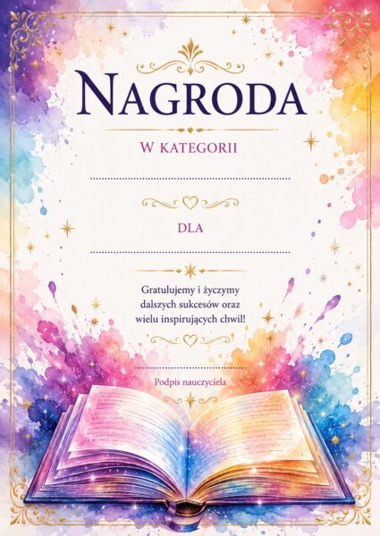 Dyplomy- Nagrody do uzupełnienia dużo wzorów