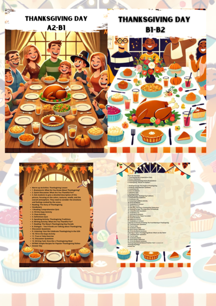 ZESTAW: Thanksgiving Day A2-B1 oraz B1-B2.