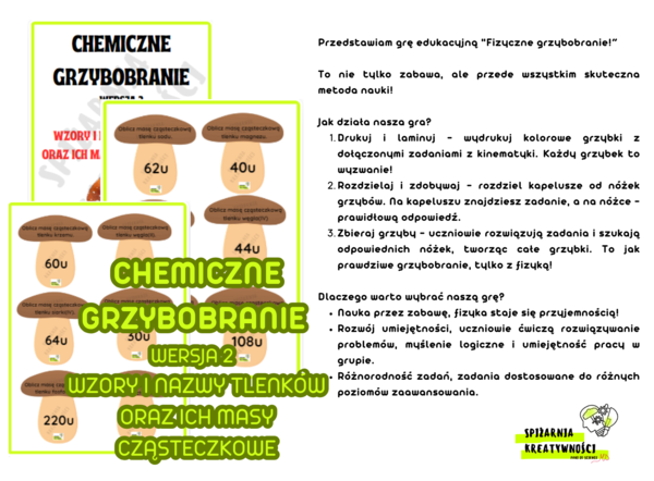 CHEMICZNE GRZYBOBRANIE WERSJA 2 WZORY I NAZWY TLENKÓW ORAZ ICH MASY CZĄSTECZKOWE